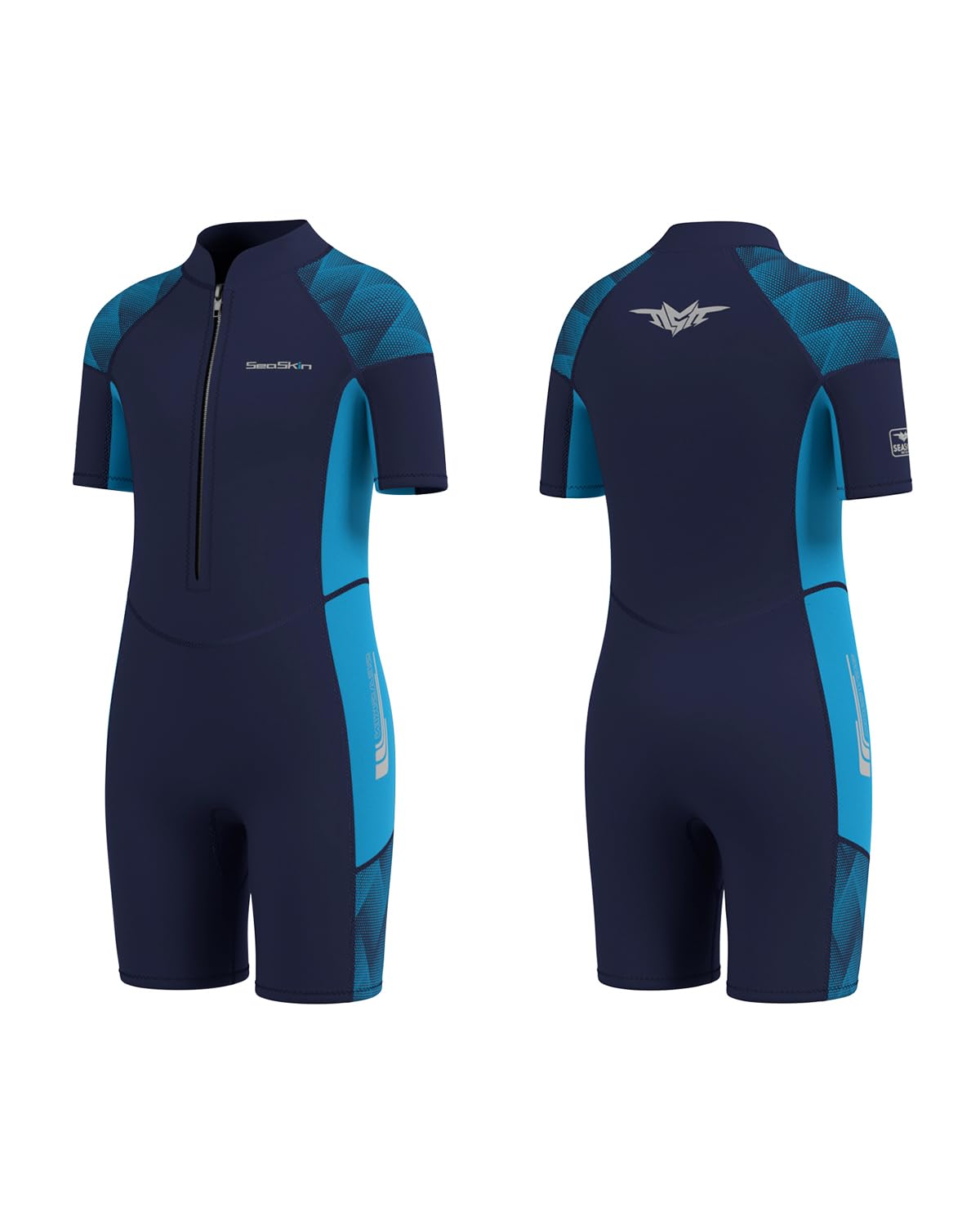 Seaskin Kids Wetsuit for Boys Girls Toddler, 2mm Front Zip Thermal Swimsuits Shorty Diving Suits