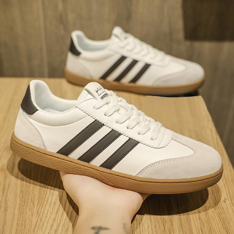 Men's Stylish Retro Genuine Leather Sneakers/Skate Shoes Trendy White Shoes - Image 2