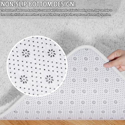 Grand tapis moderne à poils longs de haute qualité blanc moelleux - 4