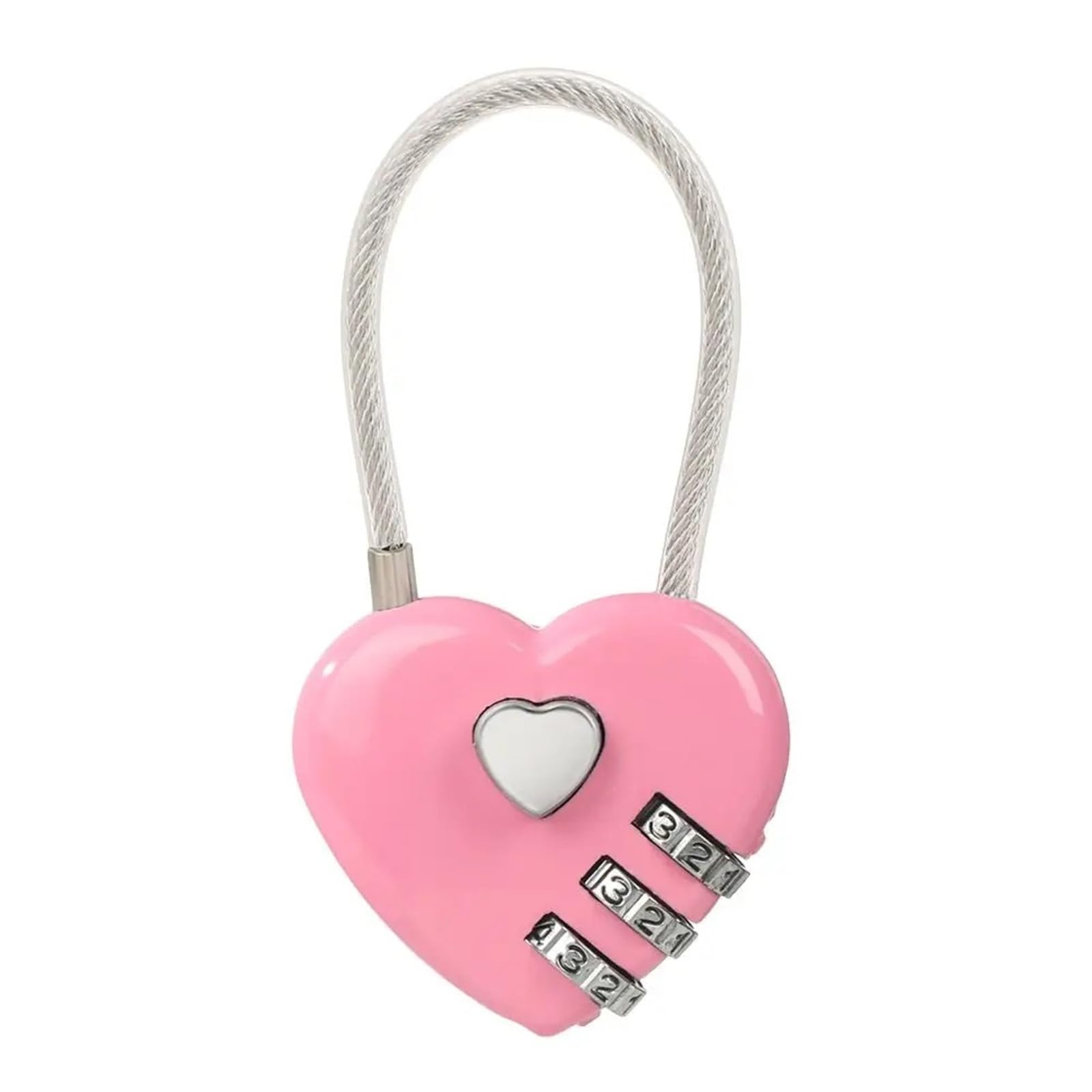Cadenas en forme de cœur rose à code 3 chiffres pour valise et casier