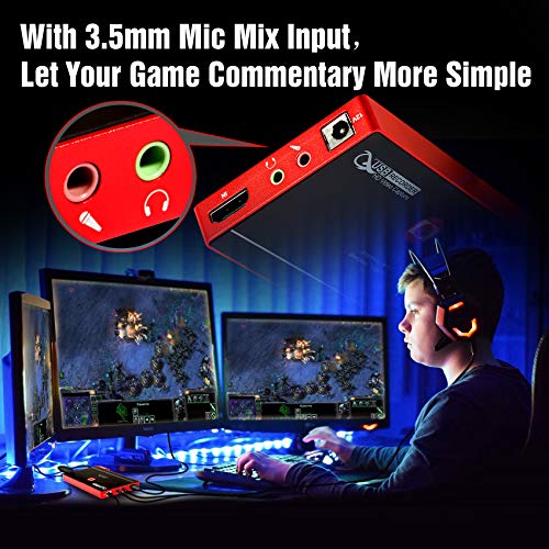 Mirabox USB HDMI Recorder Capture Card Box,Game Capture Recording 1080P HD Video from Xbox One/PS4/Nintendo Switch/Set Top Box/DSLR etc.Support Mic in - Thumbnail 3
