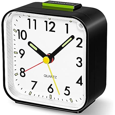 Neucox Battery Alarm Clock Bedside Non Ticking Silent Desk Clock Simple Table Analogue Clocks Nightlight Luminous Hands for Bedrooms Office Outdoors Heavy Sleepers Cover