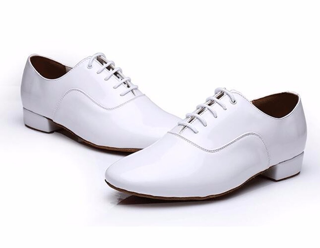 TDA Men's A3002 Classic Lace-up White Leather Tango Ballroom Salsa Latin Dance Wedding Shoes 11.5 M US