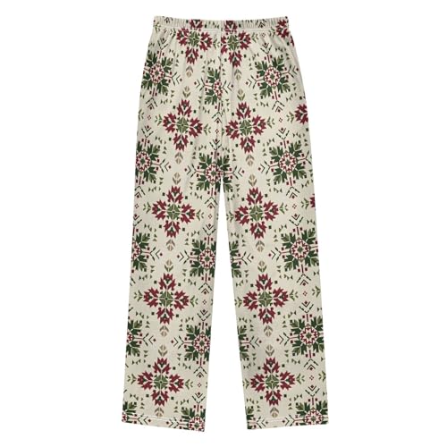 Christmas Pajama Pants Tile Green Red Long Sleep Pants Lounge Bottoms2