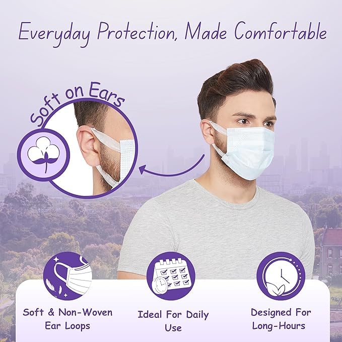 Image of Romsons Dispo Guard 3 Ply Disposable Mask With Softest Non-Woven Fabric