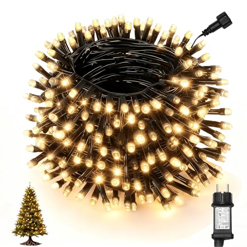 Dankeled Lichterkette Weihnachtsbaum Warmweiß 20M 200LED, Weihnachtsbeleuchtung Außen mit Strom, Timer, 8 Modi, Speicherfunktion, Wasserdicht Lichterkette Innen für Garten, Party, Weihnachtsdeko