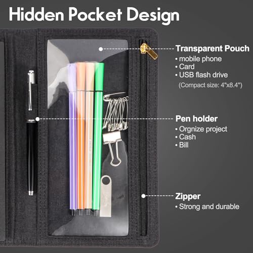 Ditiord Capa tripla para Rocketbook Fusion Executive, tamanho Multi A5 com suporte de caneta, bolso