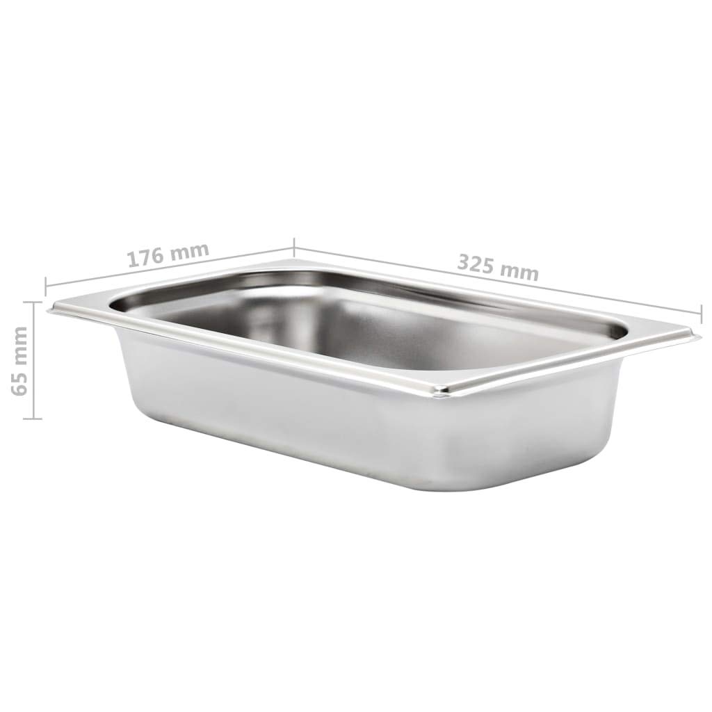Contenedores de acero inoxidable GN 1/3, 65 mm, 8 unidades, apilables, para mostrador de calor, buffet, catering, gastronomía, cocina, restaurante, salida y almacenamiento