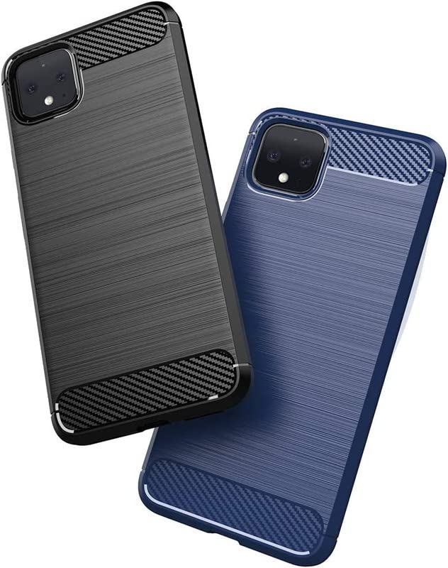 Image of NPRC Hybrid Ultra Slim Protective Case TPU Non-Slip Carbon Fiber Texture Shockproof Case Cover for Google Pixel 4 - Black