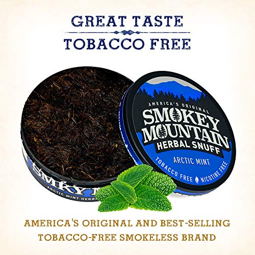 Smokey Mountain Herbal Long Cut – Arctic Mint – 5 Can Box - Tobacco Free And Nicotine Free Snuff #TOP6