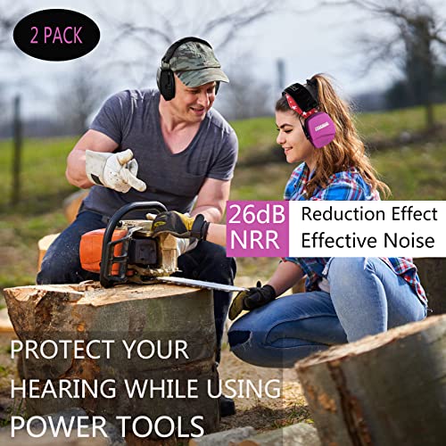 Prohear 016 Shooting Ear Protection Earmuffs 2 Pack, Nrr 26Db For Gun Range, Hunting -Black And Pink #TOP1