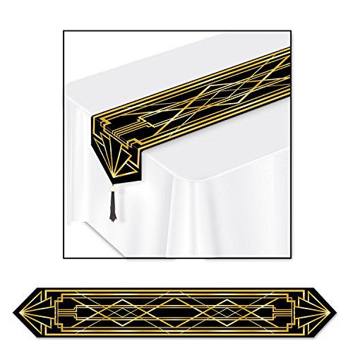 Chemin de table Golden 20ies textile de qualite superieure 183 cm style Gatsby