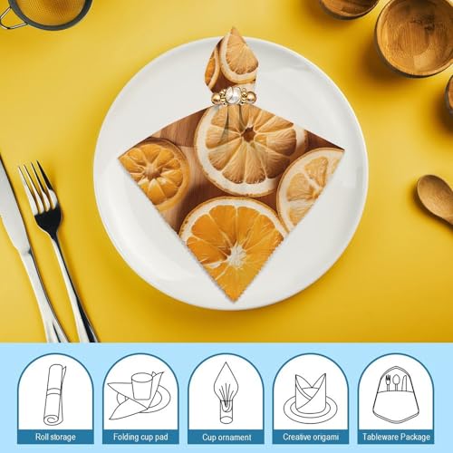 Servilletas de tela naranja en rodajas, 4 unidades miniatura 7