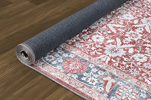 Lena Rug Vintage Traditional Machine Washable Area Rug 9X12 For Living Room Bedroom Kitchen Dining Room Distressed Brown #TOP4