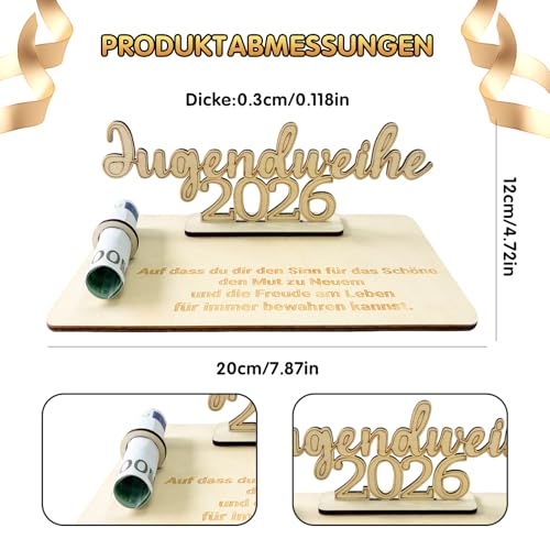 Jugendweihe Geschenke Mädchen & Junge 2026 - Holz Geldgeschenke Aufsteller, Grußkarte Alternative. Schönes Geschenk Jugendweihe, Geldgeschenk Idee für Teenager zur Feier