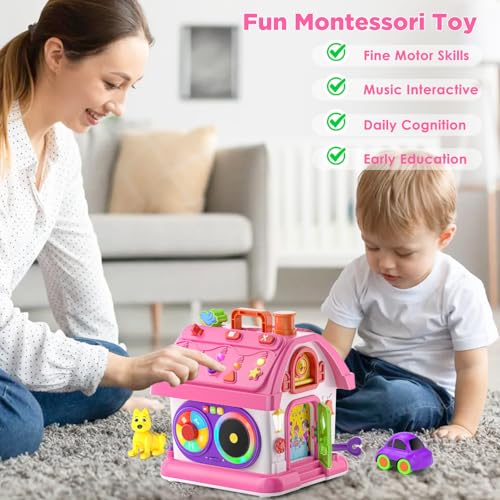 Vahome Musical Montessori Toys for 1 Year Old Girl Gifts, First Birthday Gifts for 1 Year Old Girl, Educational Baby Toy 12-18 Month Toddlers Ages 1-2 (Pink) by Vahome - Used condition - Image 2