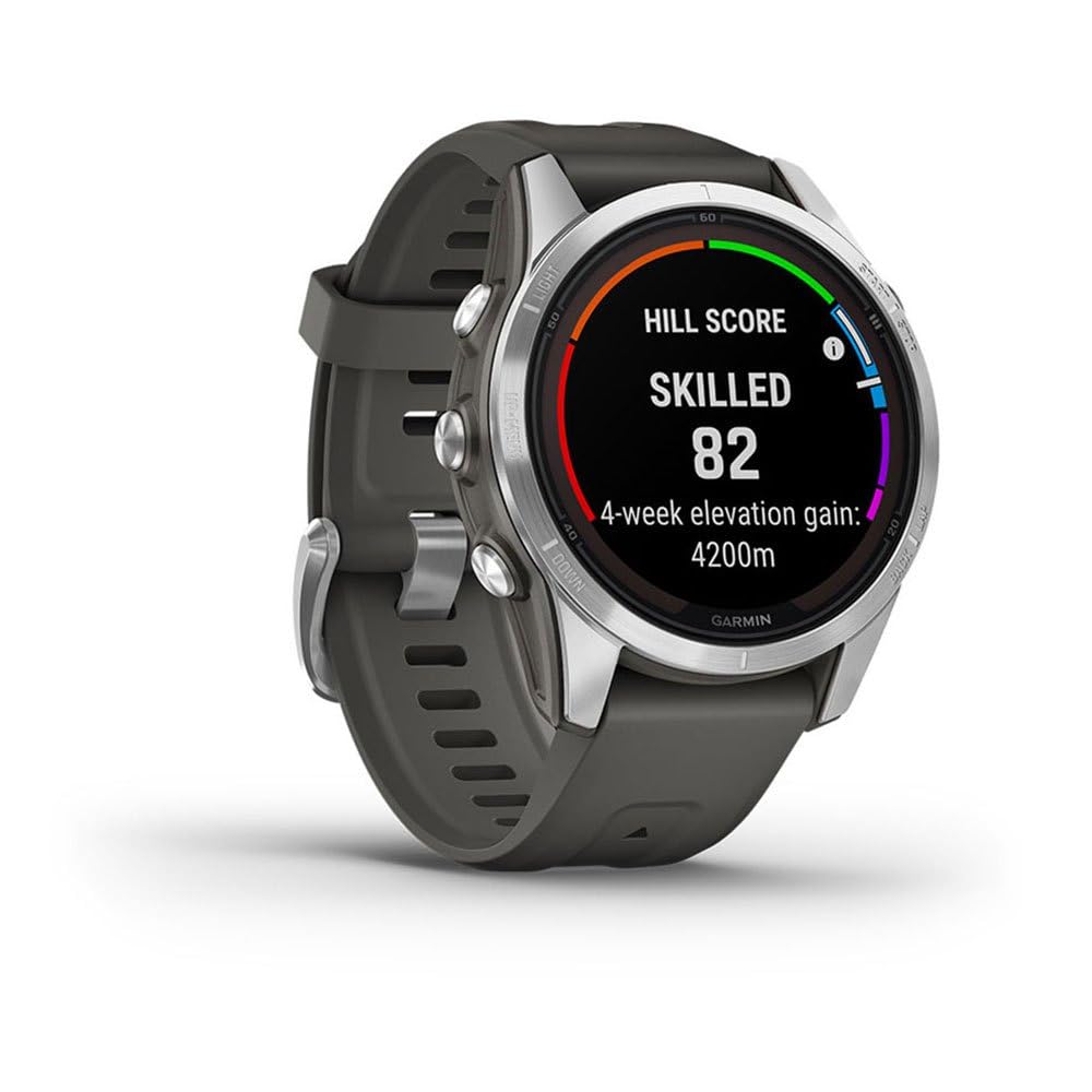Garmin fēnix 7S Pro Solar, Smartwatch, Ricarica solare, 42mm, Torcia LED, Touchscreen 1,2", +30 Sport, GNSS multi-band, SpO2, Mappe, Musica, Garmin Pay, Autonomia 14 giorni (Silver & Graphite)