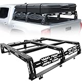 OTHOWE Overland Bed Rack for Full Size Truck 10.5' Bed Rack with 3 LED Lights Compatible with Ford/Dodge Ram/Toyota Tundra/Nissan Titan/Silverado(6.5FT) .Bed Rack for Roof Top Tent