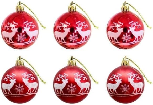 YILBAŞI TOPU 6CM GEYİK DESENLİ 6LI KIRMIZI AST6940