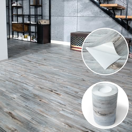 Art3d 15 Sq.ft Peel and Stick Wood-Look Vinyl Floor Tiles, 10 Pcs, Dust Grey for Bedroom, Living Room, Kitchen