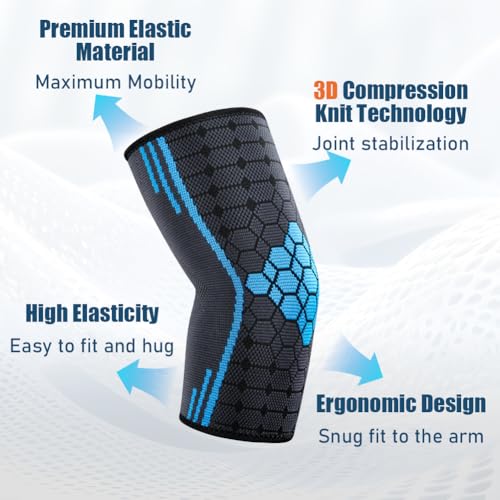 AOOWU 2 Stücke Ellenbogenbandage, Tennisarm bandage für Damen Herren, Kompression Ellenbogen Bandage für Arthritis, Sehnenentzündung, Ellenbogenschoner für Sport, Golferarm, Tennisarm Armbandage(L)