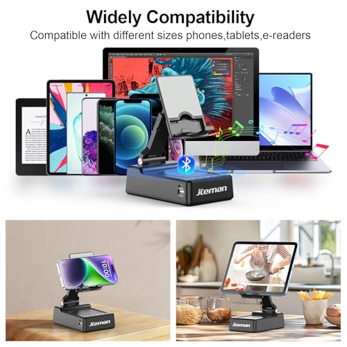 JTEMAN Gifts for Men Women,Adjustable Cell Phone Stand with Bluetooth Speaker and Charging Function,Cool Tech Gadgets Gift Idea for Dad Mom Birthday - Thumbnail 7