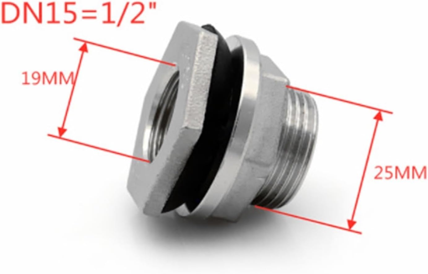 1/2” 3/4” 1” 1-1/4” 2" BSP Male Thread 304 Stainless Steel Pipe Single Loose Key Swivel Fitting Nut Water Tank Jointer Connector 1PCS(DN15)