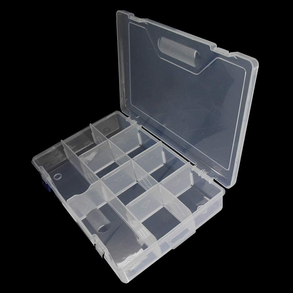 Auniwaig Scatola portaoggetti per componenti in PP, organizer in plastica regolabile, griglie rimovibili, scatole per attrezzi, 10 griglie rimovibili, per piccoli accessori per componenti elettronici
