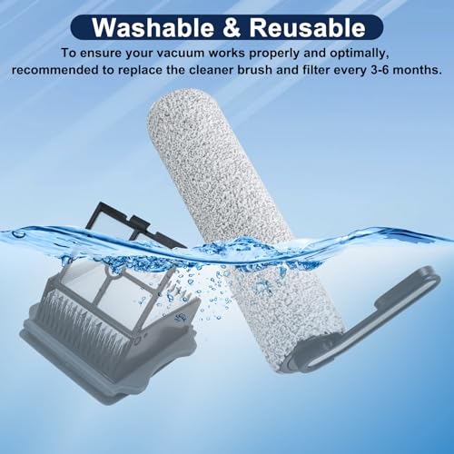 Image of Roller Brush and Filters Replacement Parts for Tineco Floor ONE S5 /S5 Pro /S5 Pro 2 /S5 Extreme Cordless Wet Dry Vacuum Cleaner- 2 Roller Brushes + 4 HEPA Filters + 1 Cleaning Brush (7 Pcs)