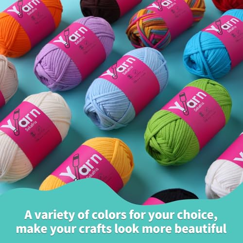 Image of Crochet Yarn 150g /163.5yds Cotton Yarn for Crocheting - Crochet Knitting Yarns for Beginners with Easy-to-See Stitches - Yarn for Crocheting - Parfait Chunky Yarns -Cotton-Nylon Blend (A9)