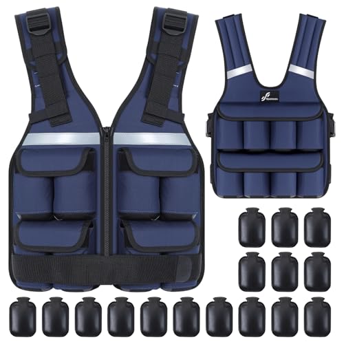 Image of Sportneer Adjustable Weighted Vest Weights: 2-18 lbs /2-42 lbs Washable Weight Vest for Walking 16 In 1 Fast Adjust Rucking Vest for Women and Men Home Gym Running Jogging Strength Training Vests