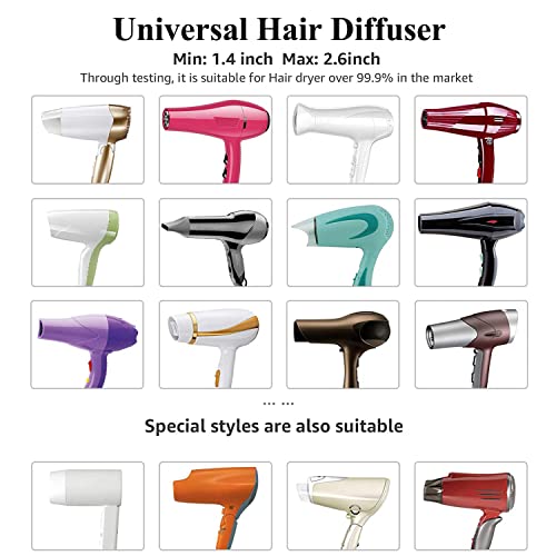 Hair Diffuser Hairdryer Universal Hair Dryer with Diffuser for Curly Hair Adjustable from 1.4 in to 2.6 inch Hairdryer Attachment for Natural Curly Wavy Hair - Black - Image 6