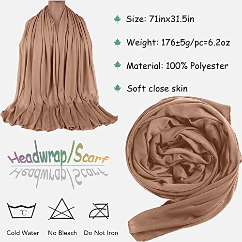 ZRQ 5 Pieces African Women's Head Waps Stretch Turban Hijab Soft and Breathable Super Long Scarf Solid Color Combination Suitable for Women (Black,Camel,Dark powder,Dark Blue,Dark Purple)