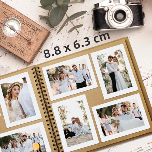 Miniatura 4 de Yopih Álbum De Fotos Scrapbooking Diy Para Bodas Bebés Viajes, 20 Hojas 40 Páginas Papel Kraft Rígido 18x18 Cm, Libro De Recuerdos Perfecto Para Regalos San Valentín Memorias Familiares, Marrón