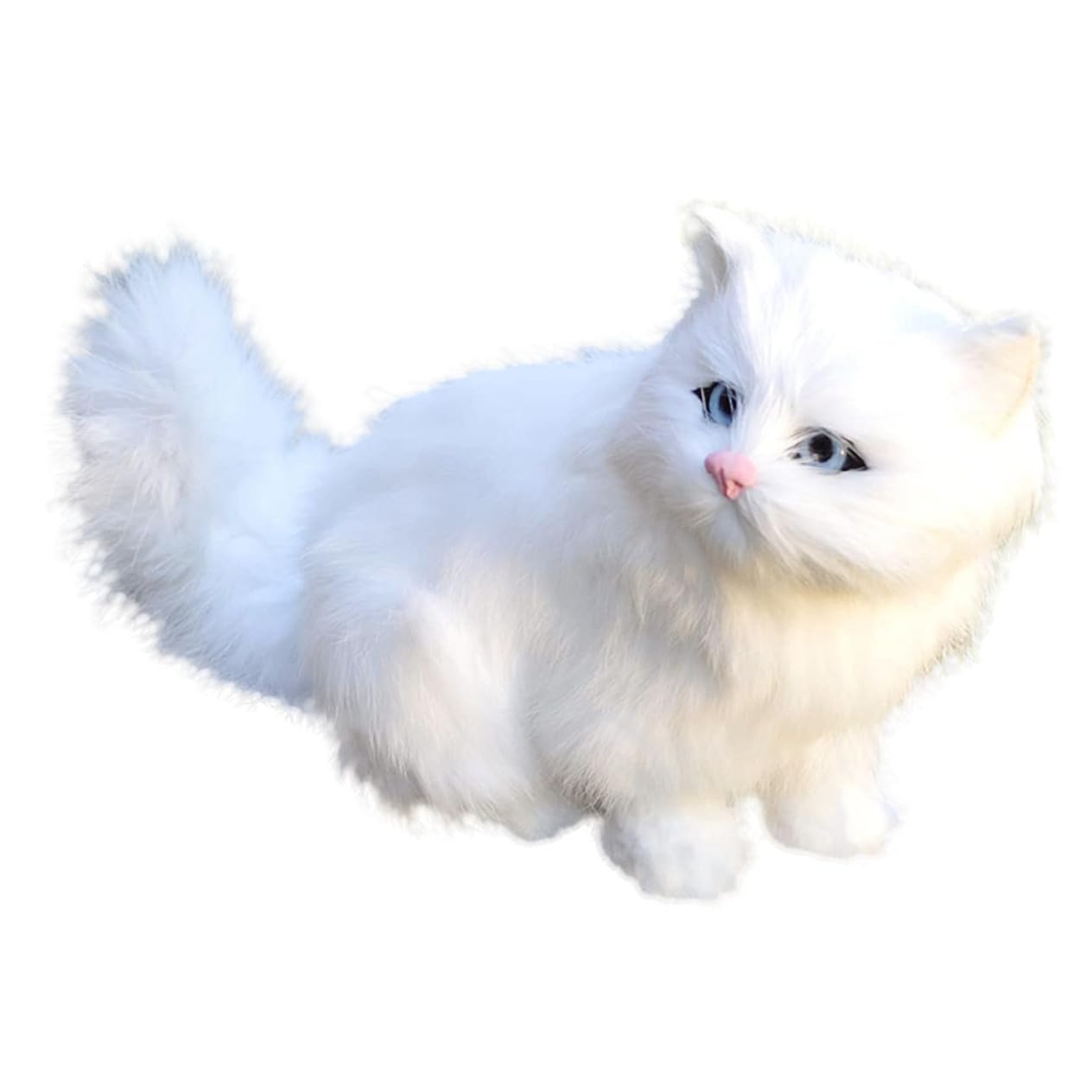 Figurine chat blanc réaliste Beaupretty : statuette décoration vitrine et jouet
