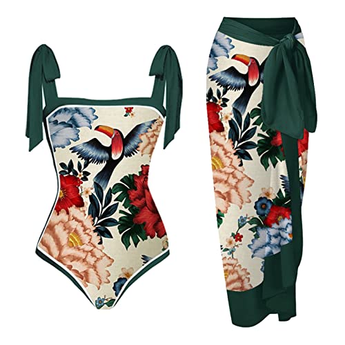 Mujer Vintage Colorblock Abstracto Estampado Floral 1 Pieza Traje de Baño + 1 Pieza Encubrimiento Traje de Baño de Dos Piezas con Estampado Vintage Monokini Bikini 2 Piezas Traje de Baño Mujer