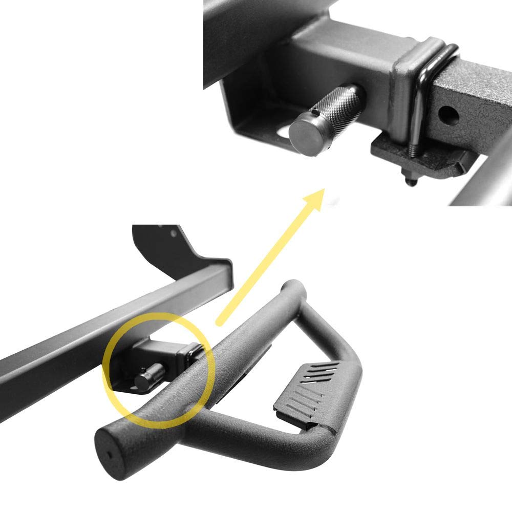 ONINE Texture Black Universal Hitch Step with Hitch Lock and Stabilizer Fit 2'' Receiver Trailer Truck Towing Hitch Step Bar Rear Bumper Guard