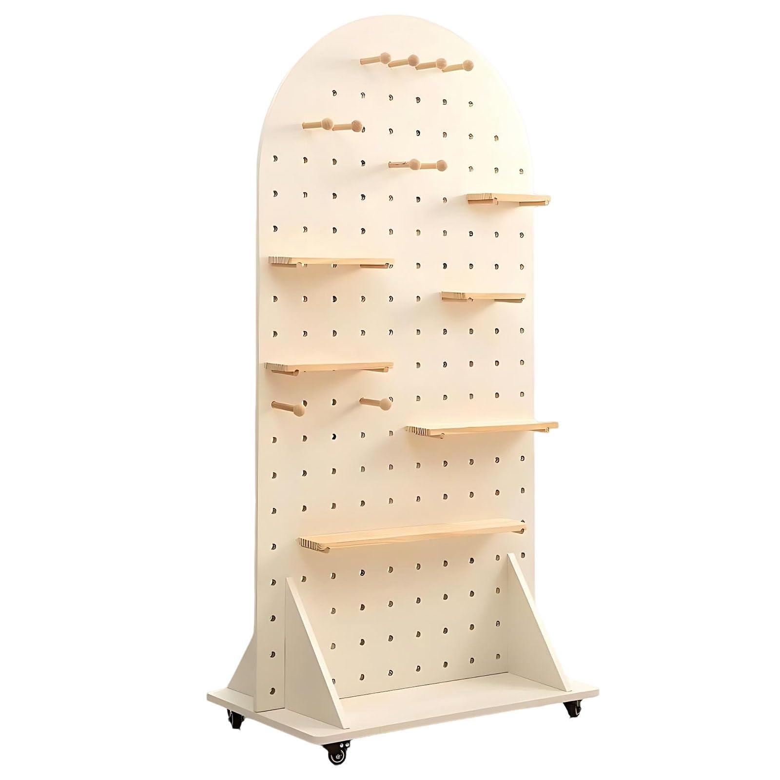 Upltoe White Shelves,Freestanding Wooden Pegboard Organizer Large Freestanding Pegboard For Home Solid Wood Craft And Office Storage Peg Board Stand For Kitchen Living Room
