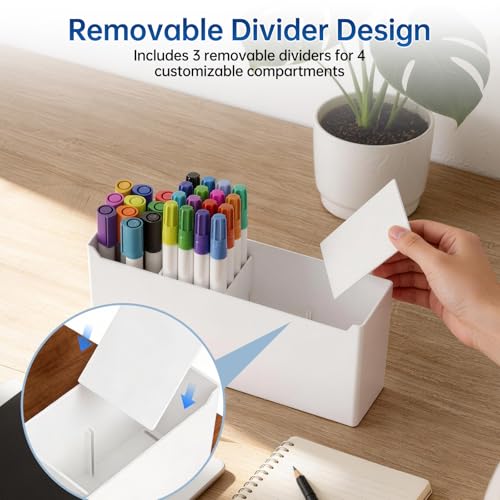 FRETONBA Portalápices Magnético Pizarra Blanca, Soporte Magnético Pizarra con 3 Separadores Extraíbles, Magnetic Marker Holder, Magnetic Pen Holder para Escuela, Nevera, Grande+Pequeño - imagen 5