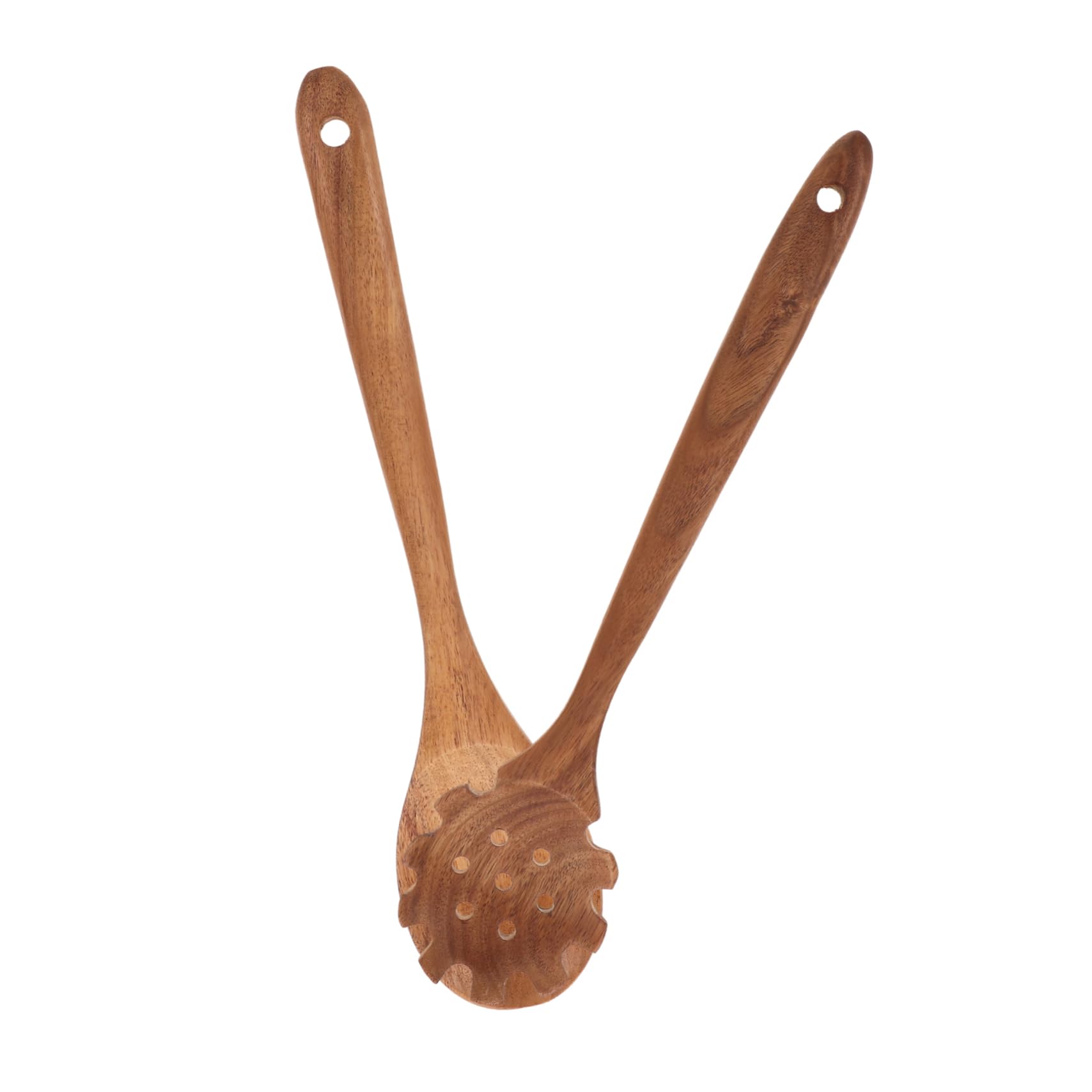 MAGICLULU 4 Sätze Nudellöffel Mit Langem Griff Nudelsieblöffel Gabeln Und Löffel Wok Holzlöffel Kochlöffel Küchenwaren Pfannenwender Aus Holz Großblättrige Akazie Light Brown 2 Stück * 4