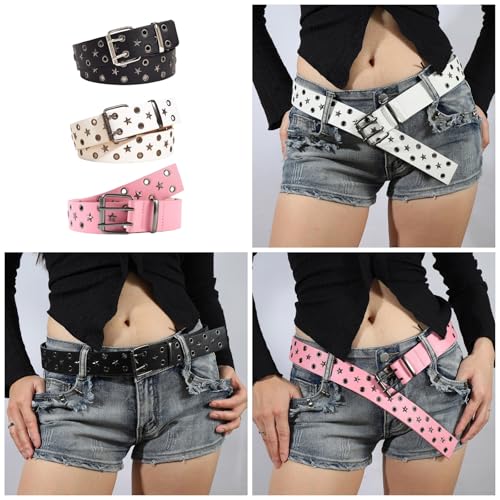 Grommet Waist Chain Buckle Punk Star Charm Grunge Belt For Women Proms Club Party For Jeans Dresses Studded2