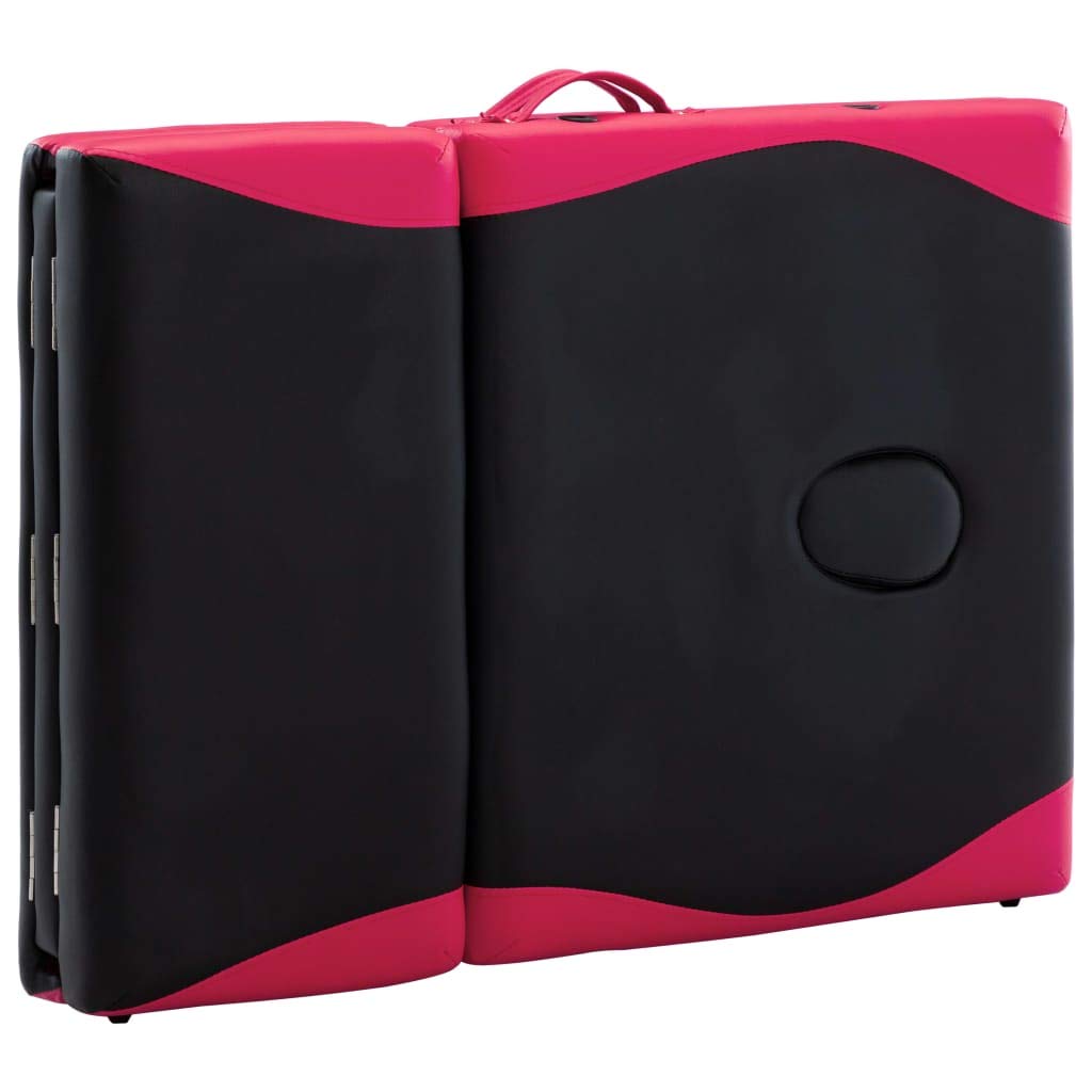 Generisch Massageliege Klappbar 4-Zonen mit Holzgestell Schwarz und Rosa,Gesundheit & Schönheit,Körperpflege,Massage & Entspannung,Massagetische,24.75KG,110224