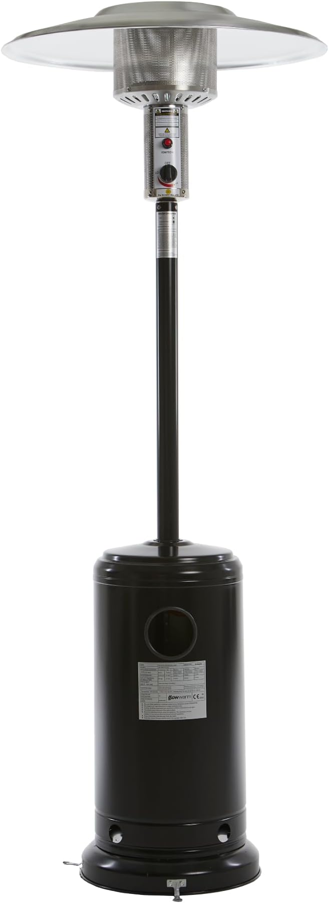 Umbrella Gas Patio Outdoor Heater - Heat Adjustable 13KW - Easy Ignition, Safety Tip-Over Switch - 27mm Regulator, Black Without Cover