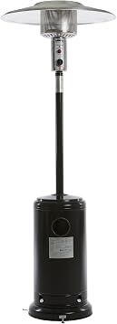 REALGLOW Umbrella Gas Patio Outdoor Heater - Heat Adjustable 13KW - Easy Ignition, Safety Tip-Over Switch - 27mm Regulator, Black Without Cover