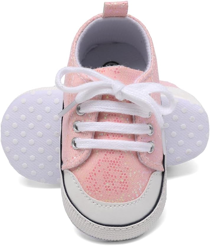 Sekantrol Unisex Baby Girls Boys Shoes Infant Soft Sole Canvas Newborn First Walkers High Top Anti-Slip Sneakers image 4