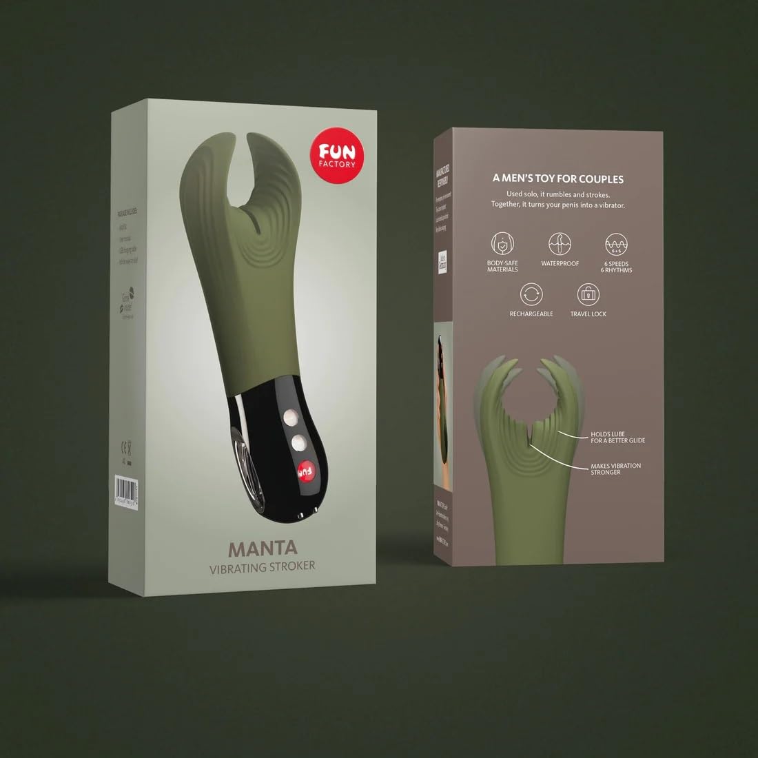 Fun Factory MANTA - Masturbatore per uomo e coppie | Trasforma il pene in vibratore | Silicone | Verde