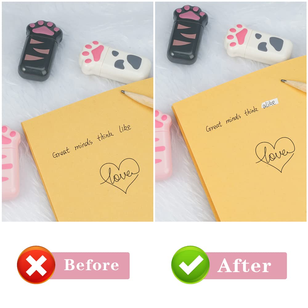 3 Nastri Correttori Mini A Forma Di Zampa Di Gatto - Per Scuola, Ufficio E Scrapbooking