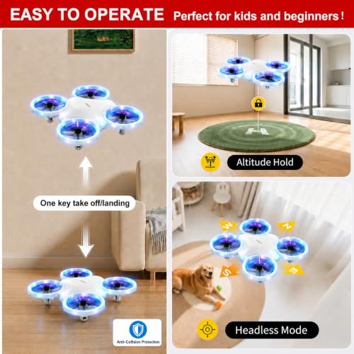 Image of GRAPHENE Mini Drone LED Remote Control Rechargeable RC Drone For Kids with multiple Led shows Auto Hovering Headless Mode 3D Flips & Throw To Go Gift Toys for Boy Girl Indoor Flying Toy