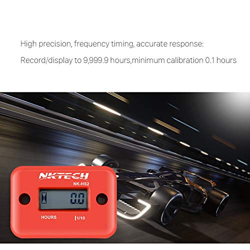 image for NKTECH NK-HS2 Inductive Hour Meter for Gas Engine Lawn Mover Marine AT
