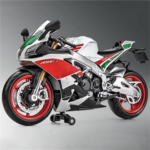 HFMXZHI Motorrad-Modell Spielzeugauto-Geschenk 1:12 Für Aprilia RSV4 RR1000 Rennmotorräder, Legierungs-Motorradmodell-Kollektion(White)